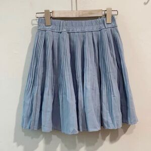 Delicious Blue Skater Mini Skirt with Pleats